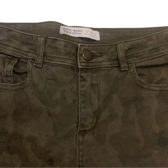 Zara Military Green Camouflage Skinny Jeans Size 6 Olive Utility - Picture 4 of 12